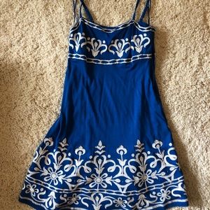 Tank Top Blue Dress with White Beading Detail